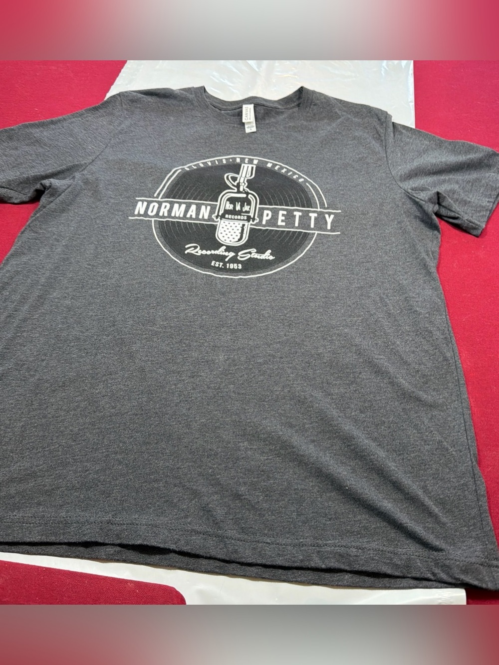 NORMAN PETTY 50s 60s MUSIC Gray t-shirt Men’s XL RECORDING STIDIO 1953 Clovis NM